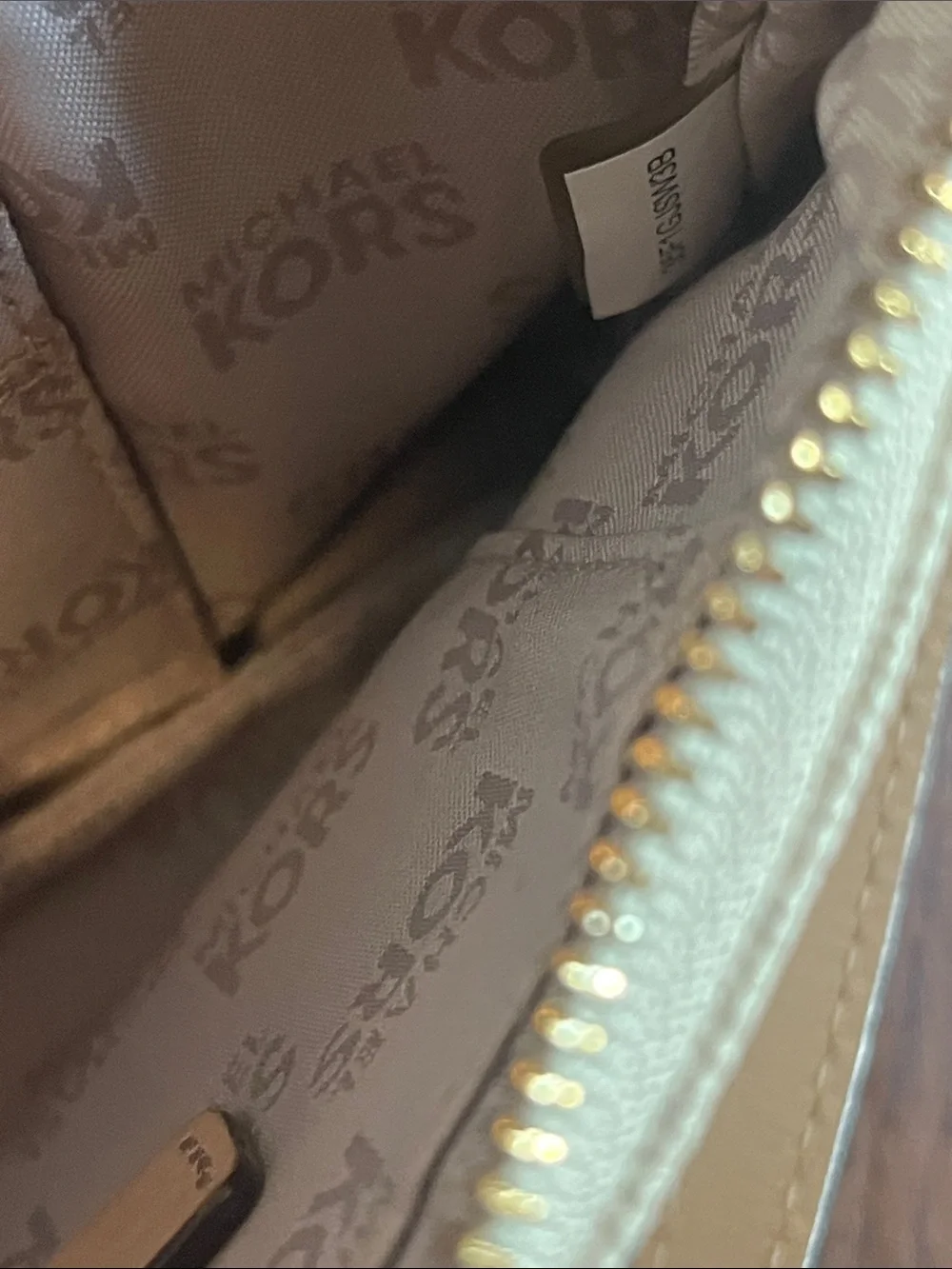 Michael Kors Jet Set Large Logo Wristlet in Vanilla with Gold Hardware